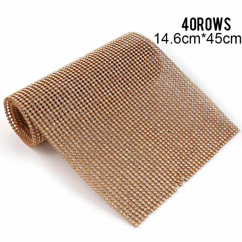 1 Pc 3mm Glass Rhinestone+Gold/Silver Aluminum Rhinestone Mesh Trim ABS Plastic HotFix For DIY Wedding Dress Jewelry