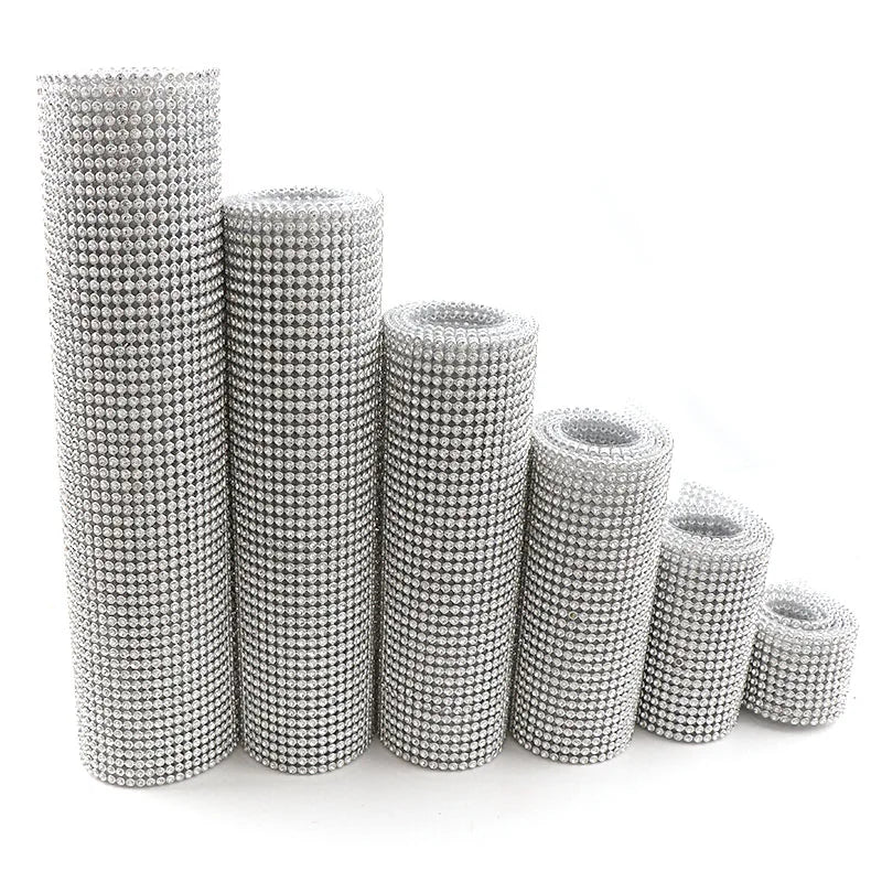 1 Pc 3mm Glass Rhinestone+Gold/Silver Aluminum Rhinestone Mesh Trim ABS Plastic HotFix For DIY Wedding Dress Jewelry