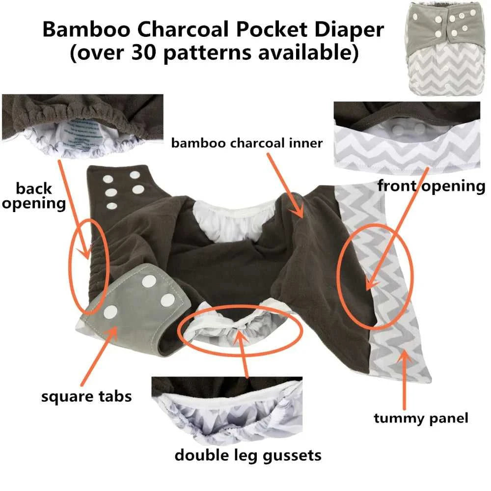 1 Charcoal Bamboo Baby Cloth Diaper Nappy Washable Reusable Double Gusset 3-15kg 8-36lbs NO INSERT The jack market .AU The jack market .AU Mum & Kids: Essential Products for Every Family $ 25 14:200006155#CD58 owl