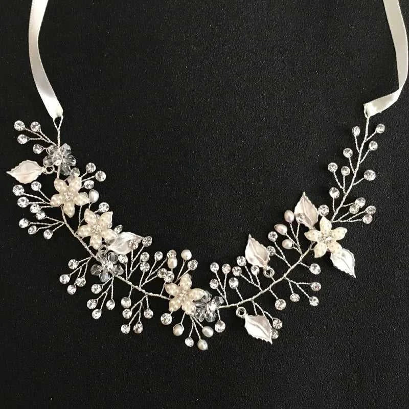 SLBRIDAL Handmade Wired Crystal Rhinestone Freshwater Pearls Flower Wedding Hair Vine Headband Bridal Headpiece Hair accessories The jack market .AU The jack market .AU Jewellery & Chains $ 58 14:10#Simulated Gold
