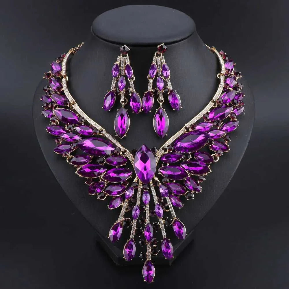 Crystal Bridal Jewelry Sets Wedding Party Costume Accessory Indian Necklace Earrings Set for Bride GorgeousJewellery Sets Women The jack market .AU The jack market .AU Jewellery & Chains $ 74 200001033:200003757#purple
