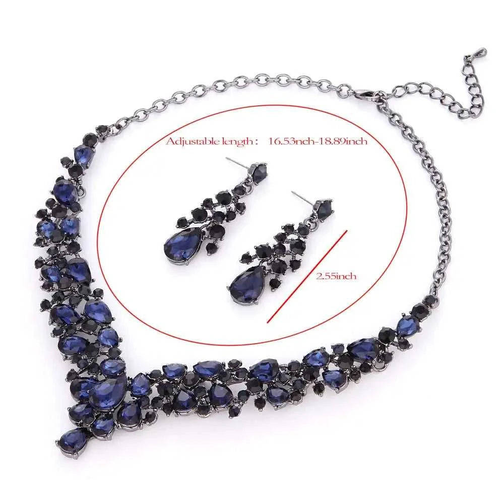 Crystal Pink Bridal Jewelry Sets Teardrop Shape Wedding Necklace Earrings African Fashion Party Jewelry Sets Accessories 8 color The jack market .AU The jack market .AU Jewellery & Chains $ 65 200001033:200003759#red