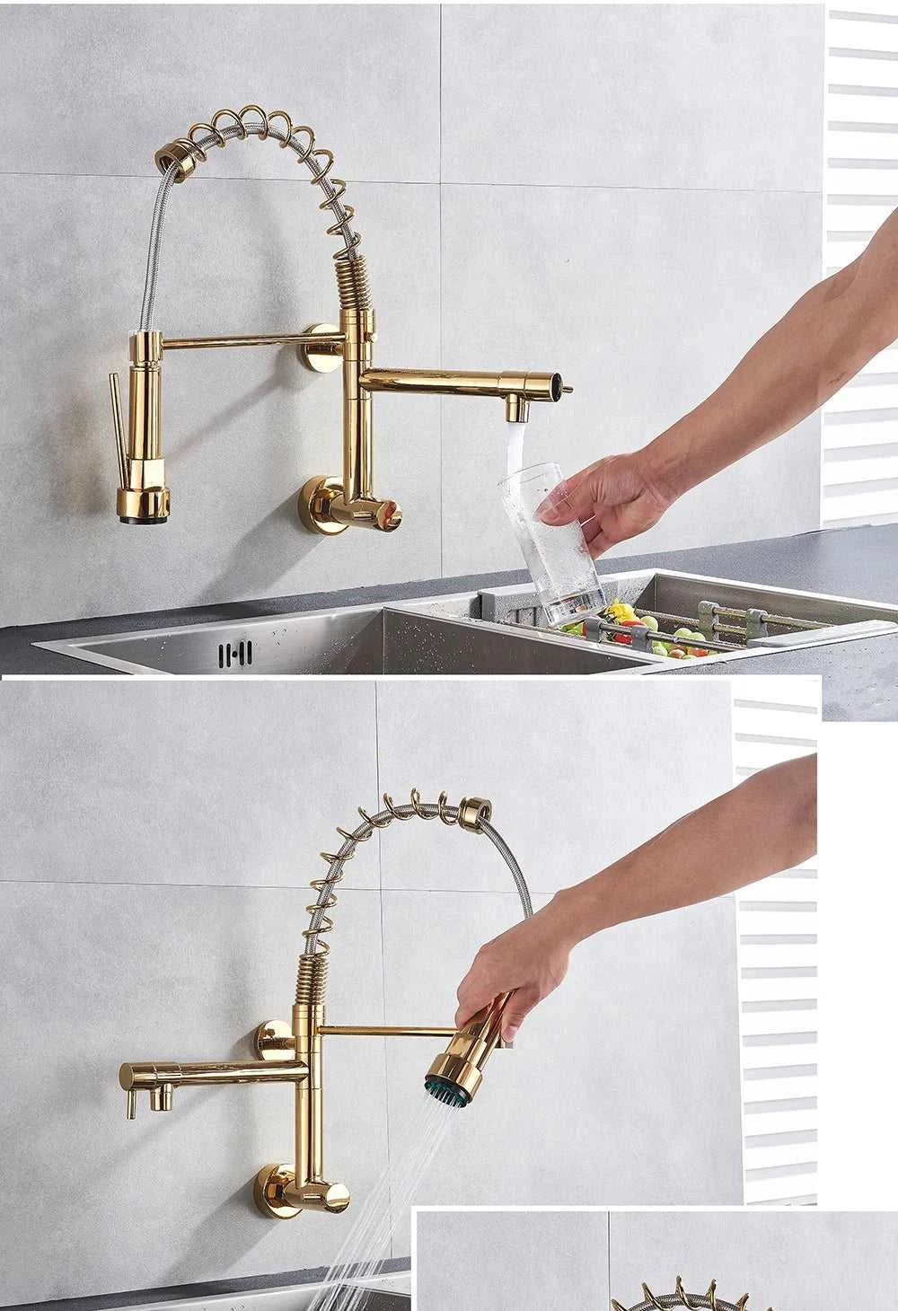 Rozin Matte Black Pull Down Kitchen Faucet Single Cold Water Dual Spouts Kitchen Tap 4 Colors Wall Mounted ABS Nozzle Crane The jack market .AU The jack market .AU Home $ 96 14:496#Gold Faucet;200007763:201336342