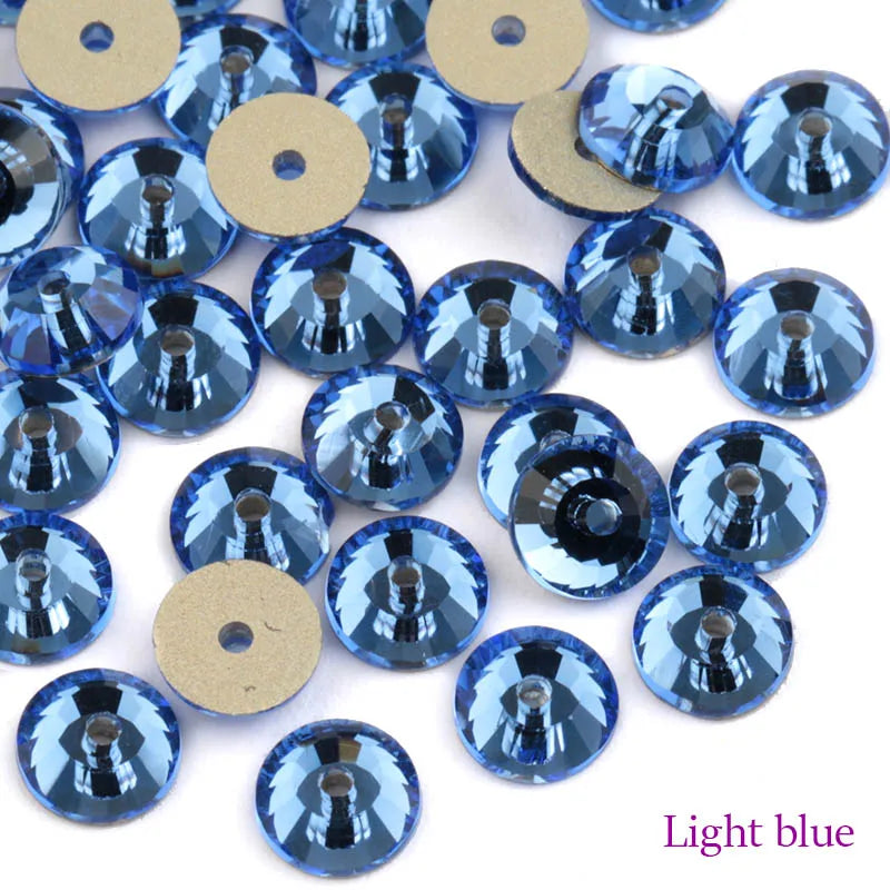 QIAO Glass Round Rhinestones for Wedding Dresses | Sparkling DIY Crystal Accents from SS12 to SS30