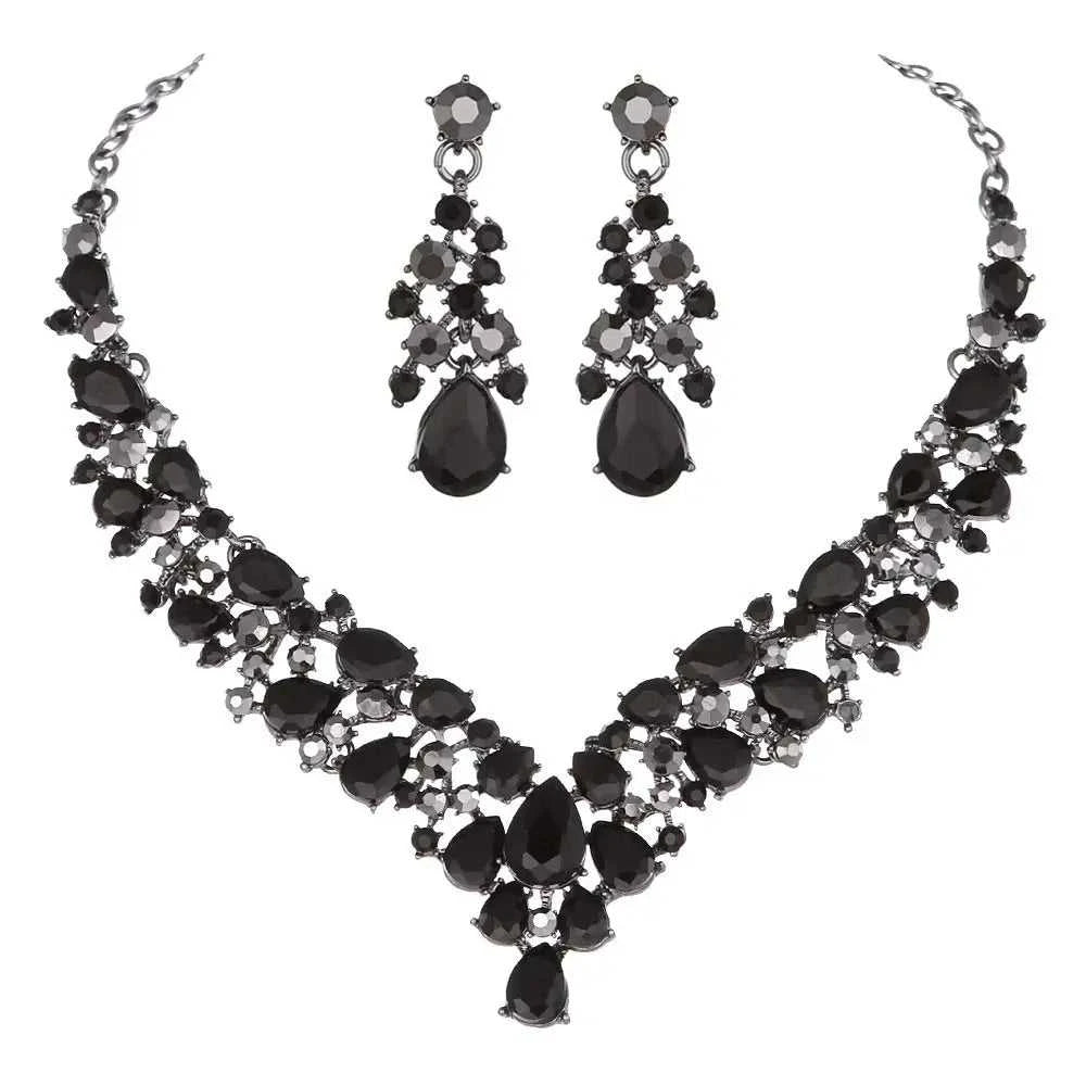 Crystal Pink Bridal Jewelry Sets Teardrop Shape Wedding Necklace Earrings African Fashion Party Jewelry Sets Accessories 8 color The jack market .AU The jack market .AU Jewellery & Chains $ 65 200001033:200003759#red