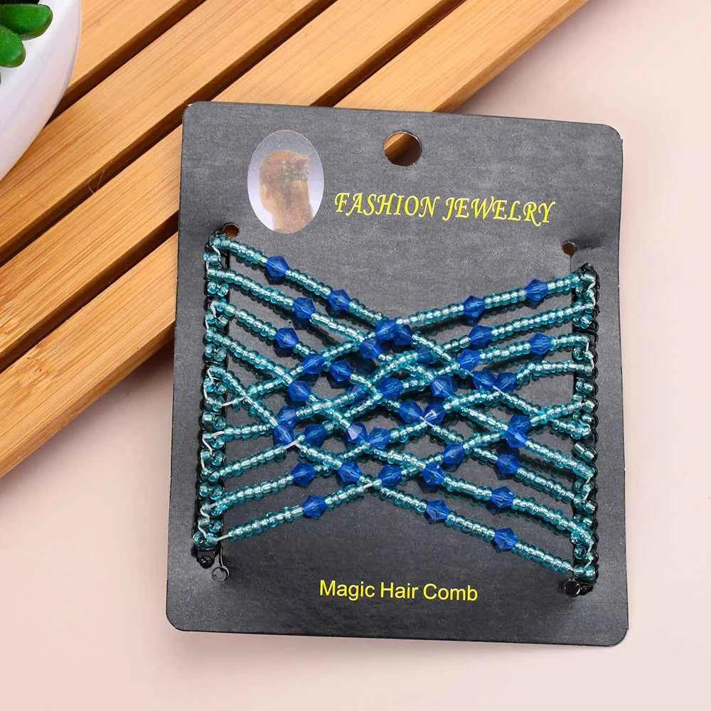 Vintage Glam Metal Hair Combs for Women - Elastic DIY Beads Headband for Stunning Bun Styles