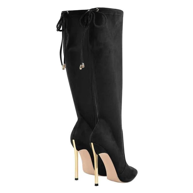 Onlymaker Women Pointed Toe Side Zip 10 CM Metal High Heel Sexy Stiletto Stretch Over The Knee Red Black Flock High Boots The jack market .AU The jack market .AU Step Up Your Style: Trendy Shoes for Every Occasion! $ 138 14:365458#CD200609C;200000124:1663