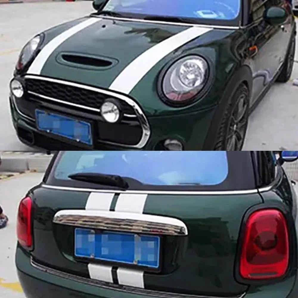 MINI Cooper Hood Stripes - 2Pcs Black, White & Red Vinyl Decals for R50, R53, R56, R55