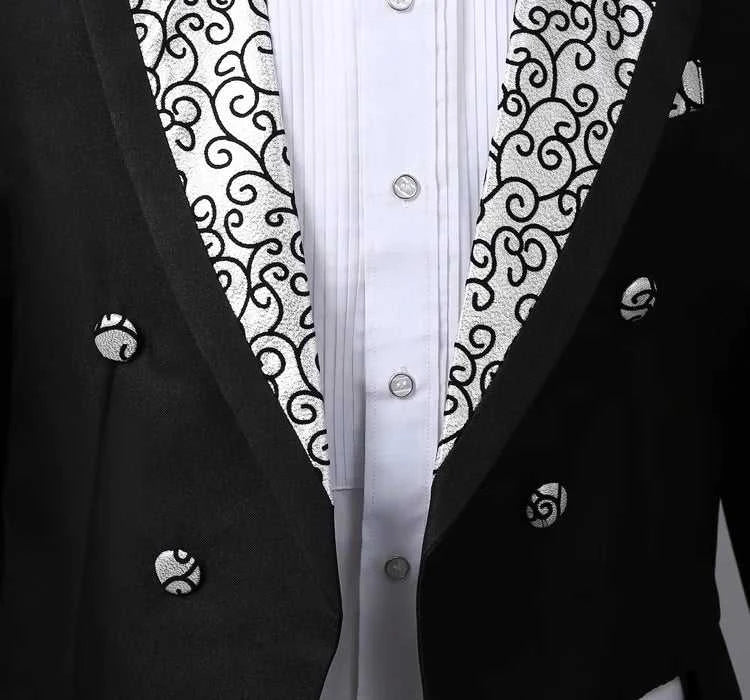 Tuxedo Dress Suits Men Embroidery Shiny Lapel Tail Coat Tuxedo Wedding Groom Tailcoats Party Stage Singer Suits Dress Coat Tails The jack market .AU The jack market .AU Men Fashion $ 69 14:200002130#Flower white;5:100014065