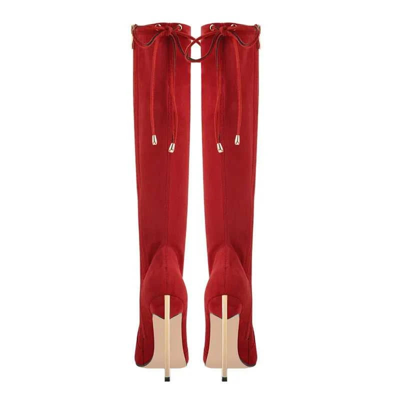 Onlymaker Women Pointed Toe Side Zip 10 CM Metal High Heel Sexy Stiletto Stretch Over The Knee Red Black Flock High Boots The jack market .AU The jack market .AU Step Up Your Style: Trendy Shoes for Every Occasion! $ 138 14:365458#CD200609C;200000124:1663