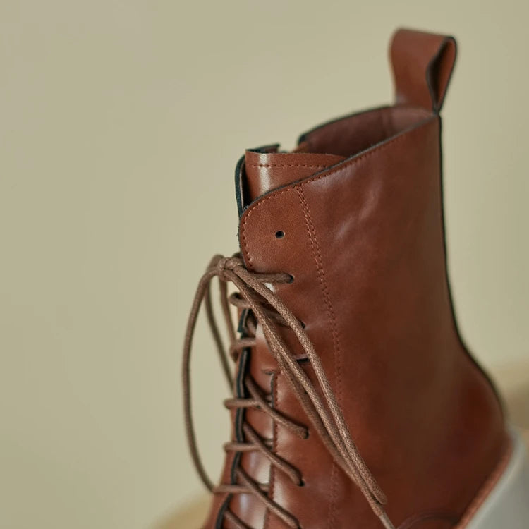 2024 Winter Women Shoes Genuine Leather Women Boots Platform Chunky Boots Women Solid Real Leather Women Shoes High Heel Boots