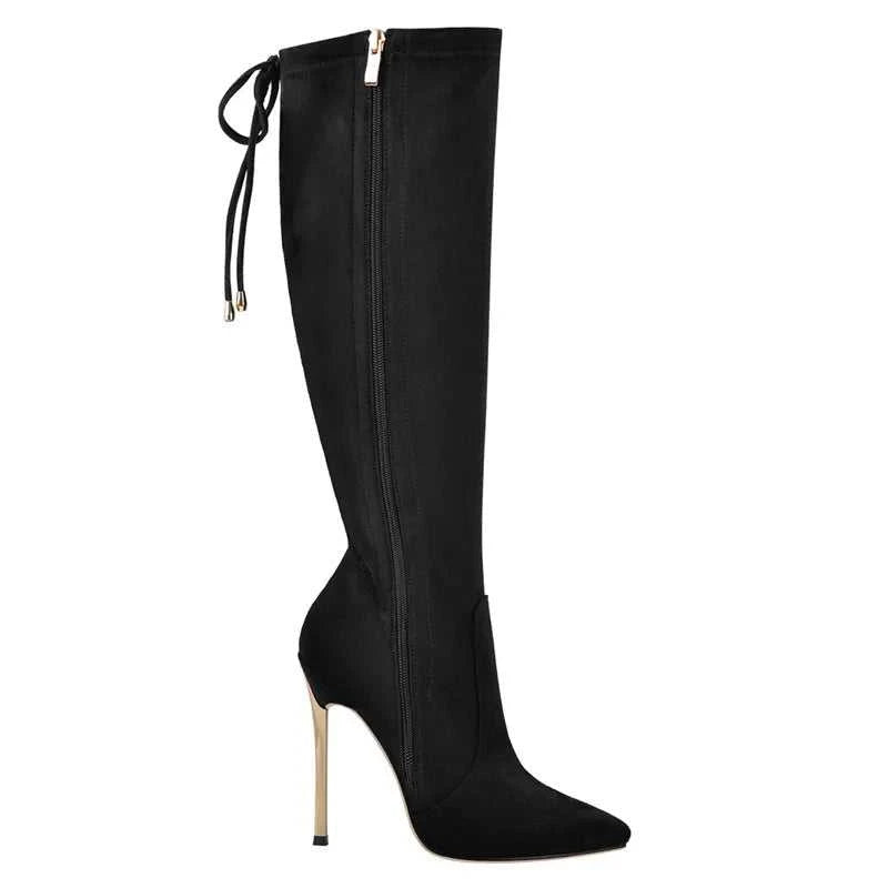 Onlymaker Women Pointed Toe Side Zip 10 CM Metal High Heel Sexy Stiletto Stretch Over The Knee Red Black Flock High Boots The jack market .AU The jack market .AU Step Up Your Style: Trendy Shoes for Every Occasion! $ 138 14:365458#CD200609C;200000124:1663