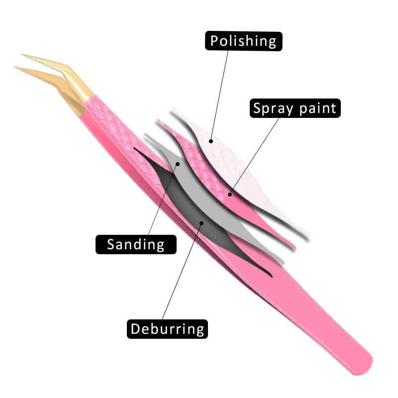 New 1Pc Eyelash Tweezers Anti-static Non-magnetic Professional Pincet 3D Eyelash Extension Tweezer 100% Closure Makeup Tool