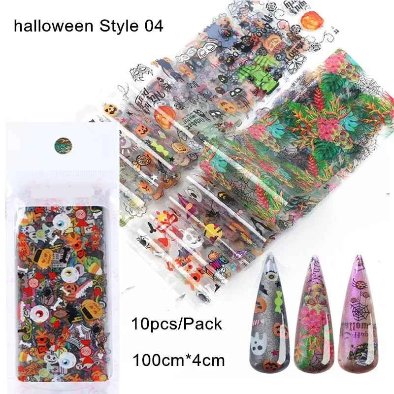 Boho Nail Art Foil Set - 10 Vibrant Mandala Transfer Stickers for Stunning DIY Nail Designs