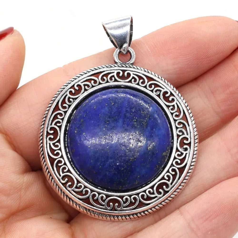 Natural Stone Abalone Shell Charms Round Lapis Lazuli Tiger Eye Pendant for Jewelry Making DIY Necklace Accessories Size 38x42mm The jack market .AU The jack market .AU Jewellery & Chains $ 52 200001033:200004862#Black Shell