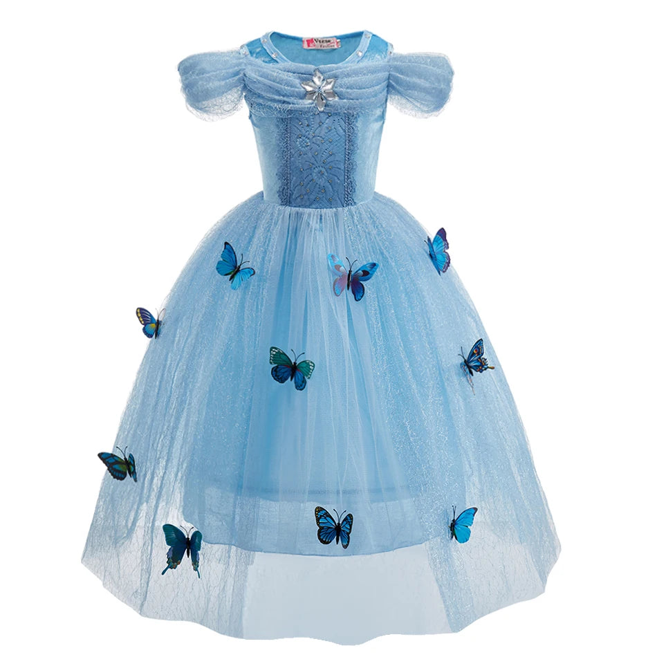 Halloween Party Cinderella Dress Up for Girl Short Sleeve Fancy Princess Costume Kids Carnival Outfit Clothes Girl Elegant Frock