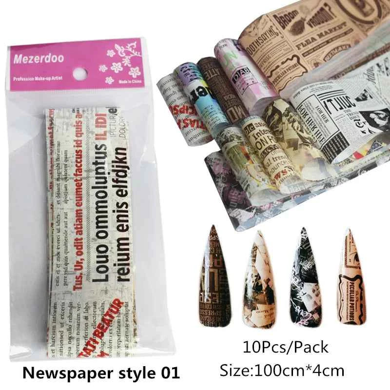 Boho Nail Art Foil Set - 10 Vibrant Mandala Transfer Stickers for Stunning DIY Nail Designs
