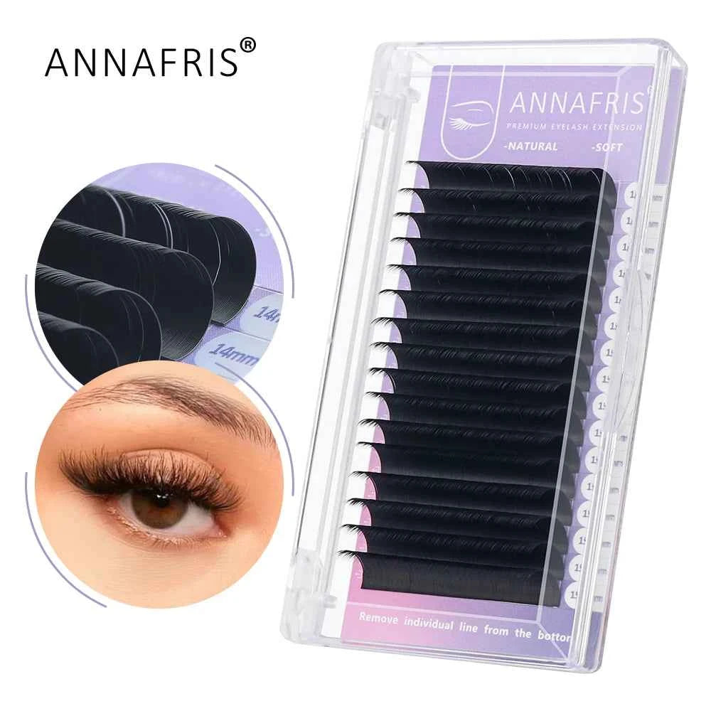 ANNAFRIS Premium Mink Eyelash Extensions - 5 Cases, 16 Rows, C/DD Curl for Stunning, Natural Volume