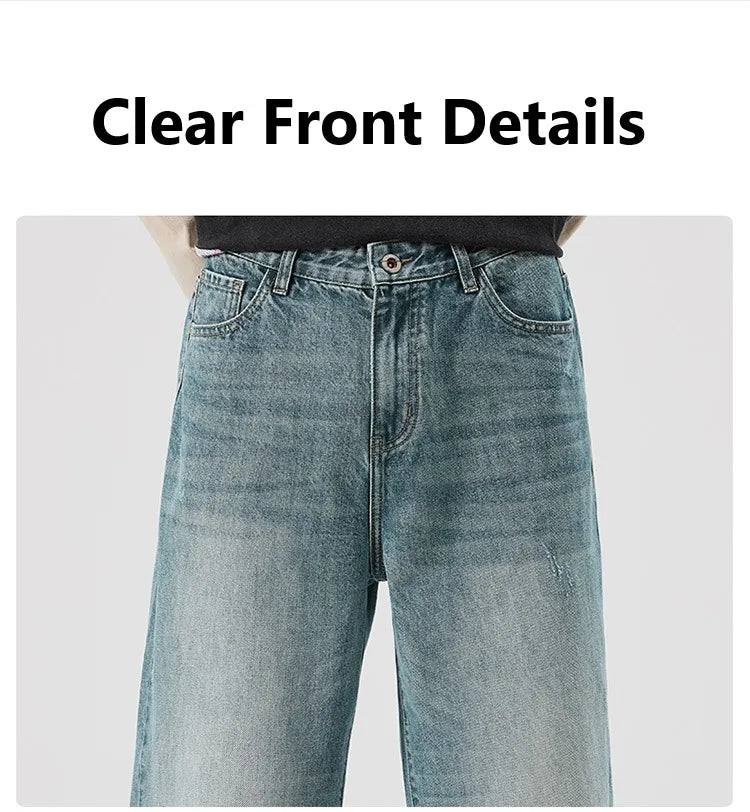 High Street Fashion Custom Men Vintage Blue Jeans Y2K Carpenter Baggy Wide Leg Pants  Denim Men Wash Whisker Fade Designer Jeans