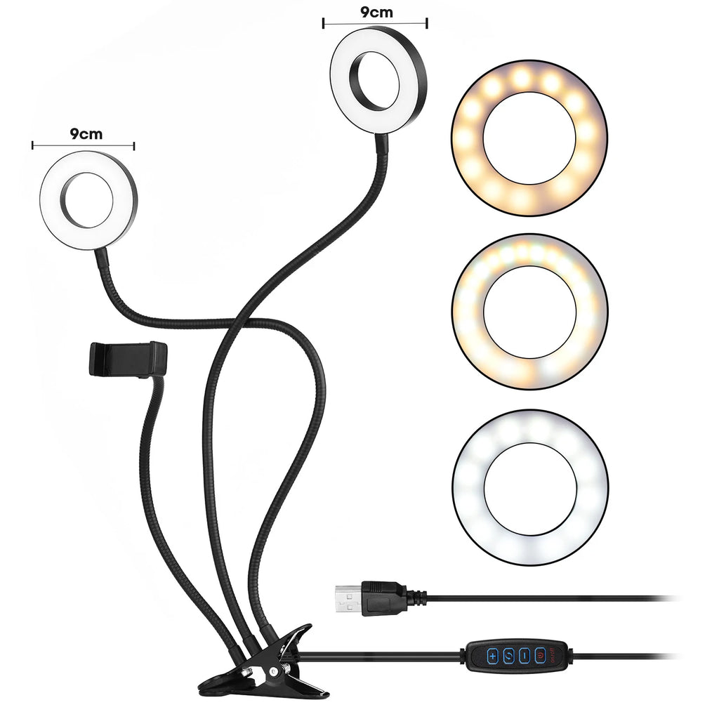 Selfie Ring Light With Long Arm Lazy Mobile Phone Holder Bracket Photography ringlight LED Light For Youtube tik tok Live Stream