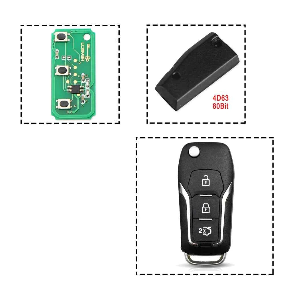 Dandkey 433MHz 4D60 4D63 Chip 3 Buttons Flip Modified Remote Control Car Key For Ford Focus 2 3 Mondeo Fiesta Key Fob HU101 Case