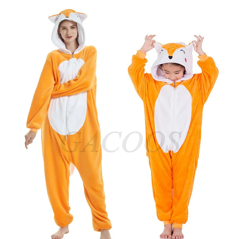 Boy Girl Kigurumi Pajama Sets Panda Unicorn Pajamas For Women Pijimas Cat Onesie Adult Animal Sleepwear Winter Warm Pyjamas Kids