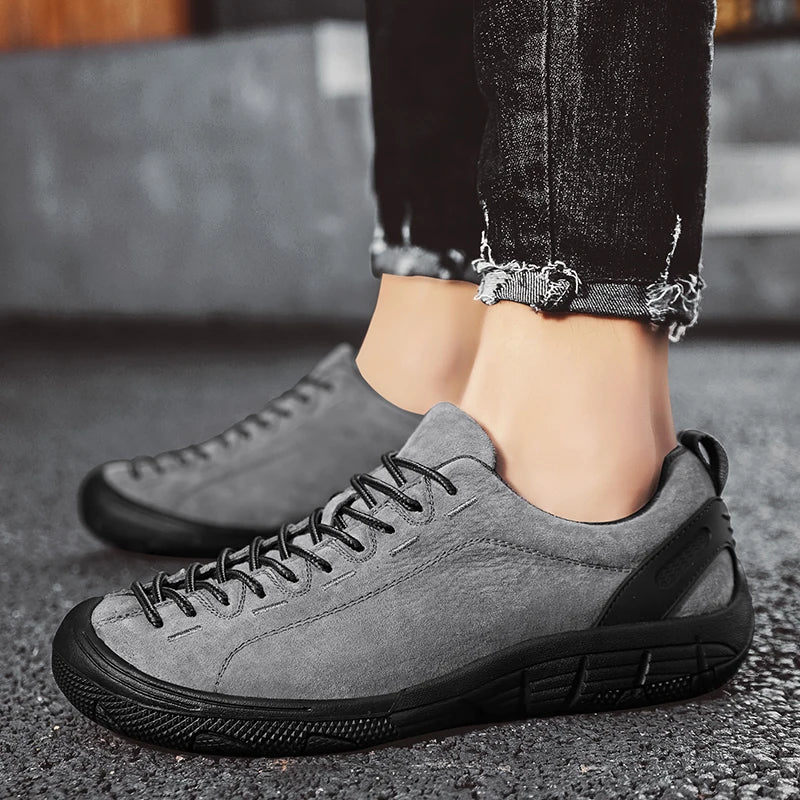 Genuine Leather Men's Shoes Outdoor Non-slip Sneakers Breathable Large Size Casual Shoes Fashion Flats Boat Shoes Men Loafers