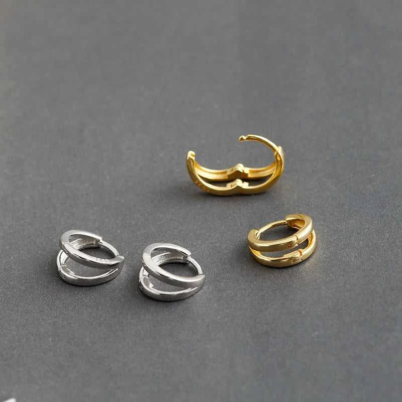 WANTME 925 Sterling Silver Simple Glossy Double Ear Buckle for Women Unique Charm Party Hoop Earrings Fine Jewelry Accessories The jack market .AU The jack market .AU Jewellery & Chains $ 72 200000226:865#MEJ518-Gold