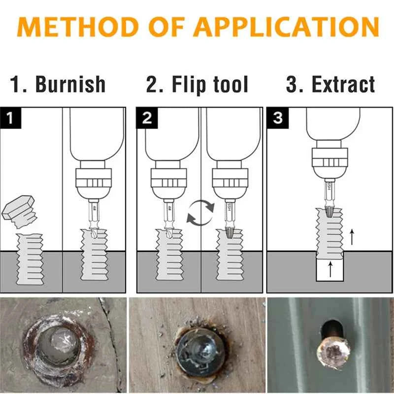 HHS Double Ended Screw Extractor Damaged Screw Extractor Drill Bit Extractor Drill Set Broken Speed Out Bolt Extractor Bolt Stud