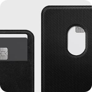 Spigen Magnetic Wallet Card Holder for MagSafe with Kickstand - Sleek Black Design