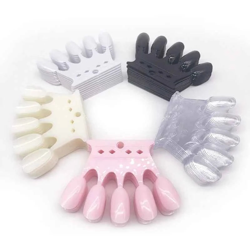 50 Tips Nail Art Display False Nail Tips Crown Fake Nails Polish Clear Nature Color Card Acrylic Practice Chart Palette Art Ring