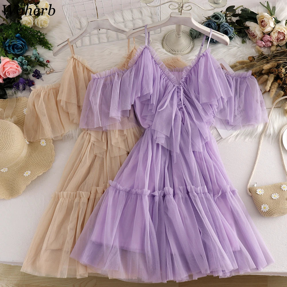 Chic Elegant Square Collar Maxi Dress Women Solid Chiffon Puff Sleeve Dresses 2026 Beach Party Robe Vintage Ruffle Vestidos Y2k