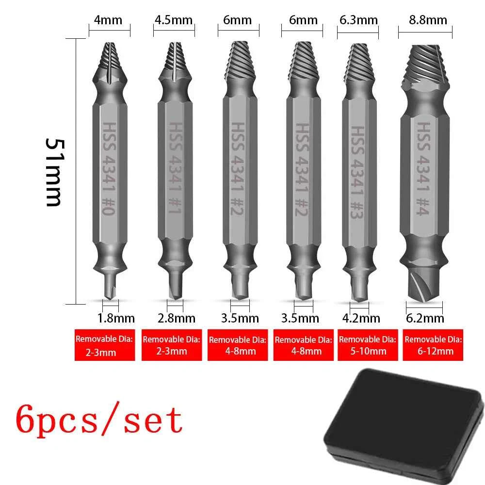 HHS Double Ended Screw Extractor Damaged Screw Extractor Drill Bit Extractor Drill Set Broken Speed Out Bolt Extractor Bolt Stud