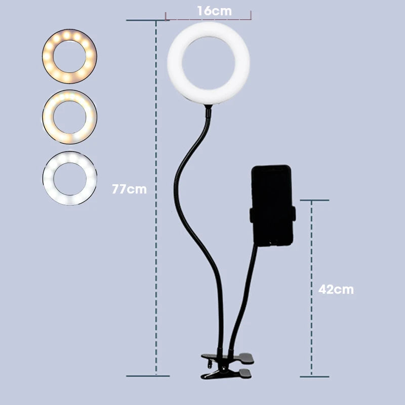 Selfie Ring Light With Long Arm Lazy Mobile Phone Holder Bracket Photography ringlight LED Light For Youtube tik tok Live Stream