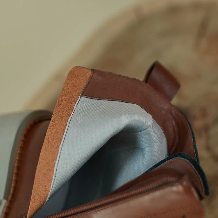 2024 Winter Women Shoes Genuine Leather Women Boots Platform Chunky Boots Women Solid Real Leather Women Shoes High Heel Boots