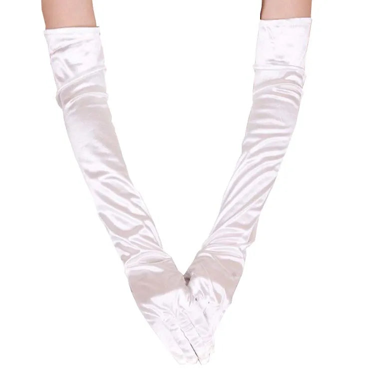 Bridal Elegance Elbow-Length Satin Gloves - Multi-Color, Stylish & Affordable Wedding Accessories
