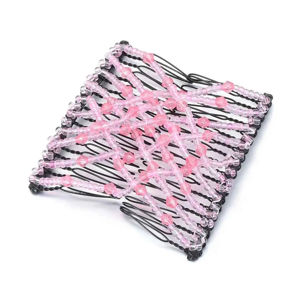 Vintage Glam Metal Hair Combs for Women - Elastic DIY Beads Headband for Stunning Bun Styles