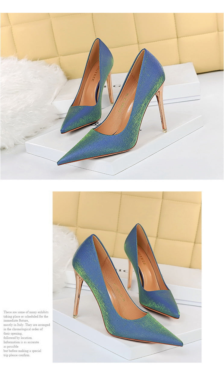 BIGTREE Shoes Women Pumps Metal heeled women shoes Satin Pumps Women Heels Stiletto High Heels Wedding Shoes Women 10.5 cm heels