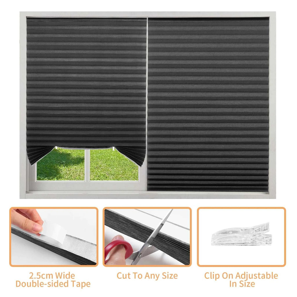 Blind for Window Self Adhesive Pleated Blinds Cordless No Drill Fabric Shutter Room Darkening Shades Blackout Shutters The jack market .AU The jack market .AU Home $ 53 14:496#Black Full blackout