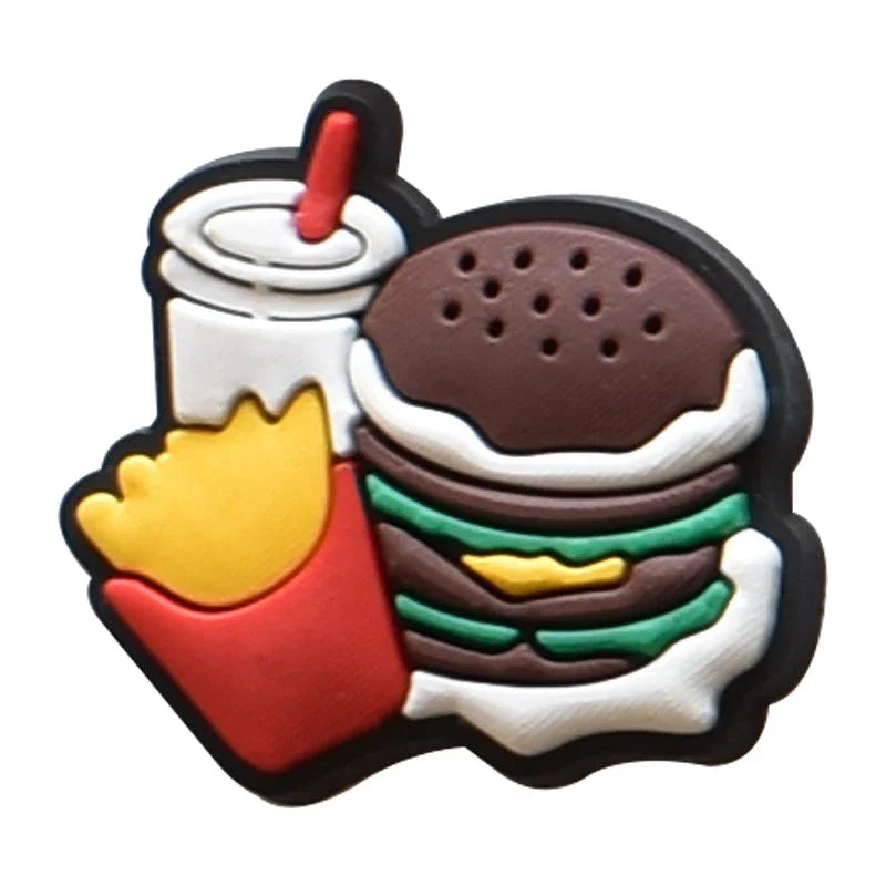 Real Kind Burger Fries Shoe Charms for Crocs Accessories Sandals Kids Clogs Pins Badges Men Jeans Women Decorations Buckle Shoes