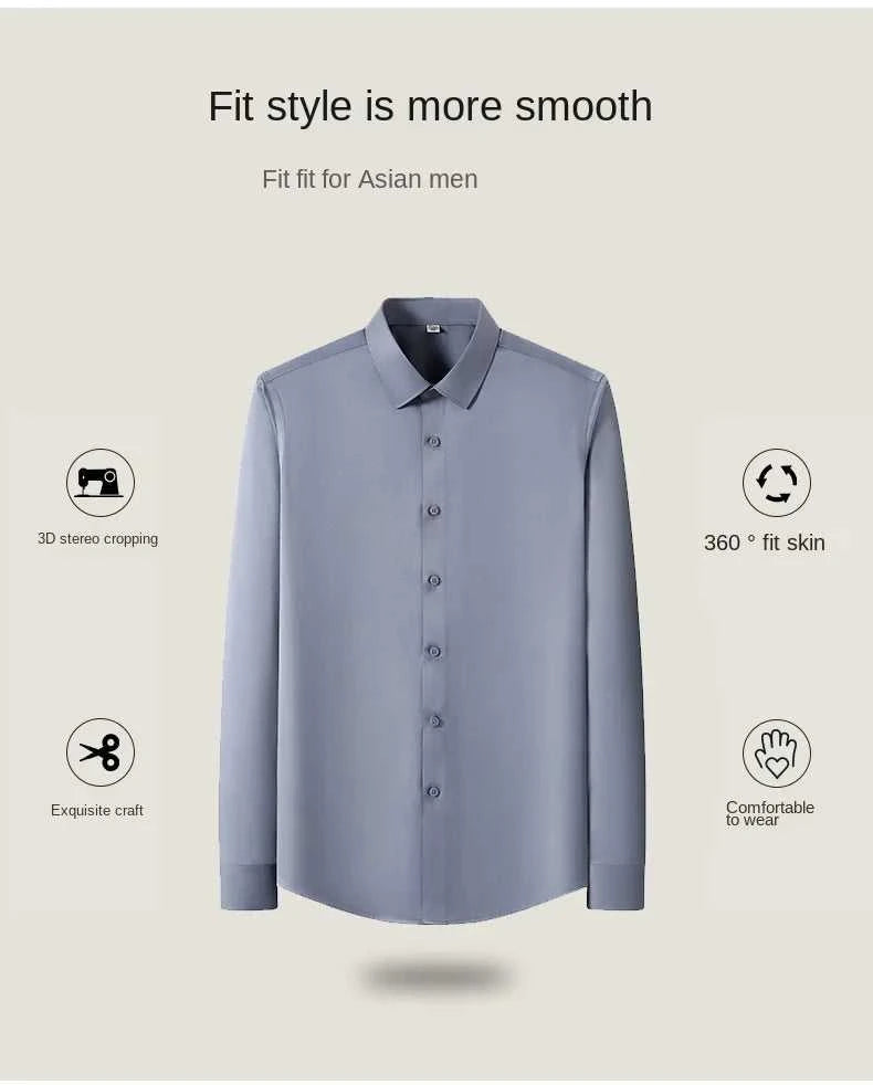 New Spring and Autumn Social Dress Ice Silk Long Sleeve Men's Shirt Business No Iron Casual Fit Pure White High Quality The jack market .AU The jack market .AU Men Fashion $ 41 14:771#21;5:100013888