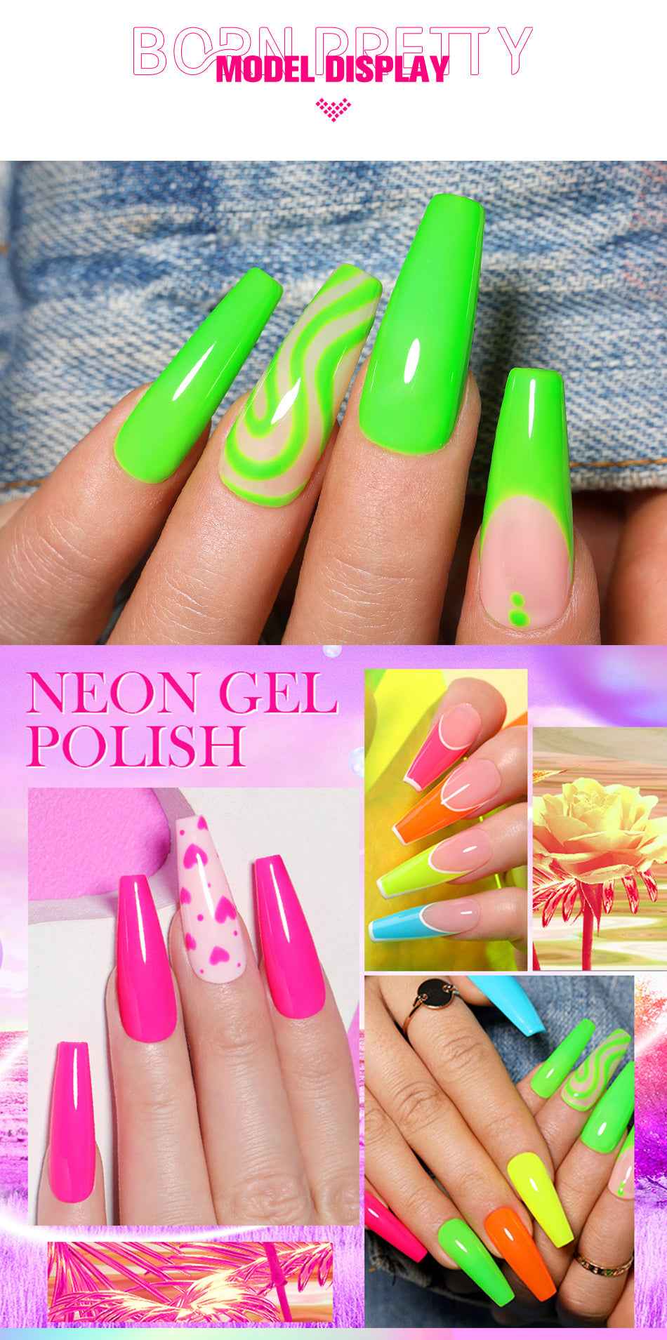 BORN PRETTY Neon Red Gel Nail Polish Yellow Green Summer Color Semi Permanent Varnish 10ml Soak Off UV LED Nail Art Manicure