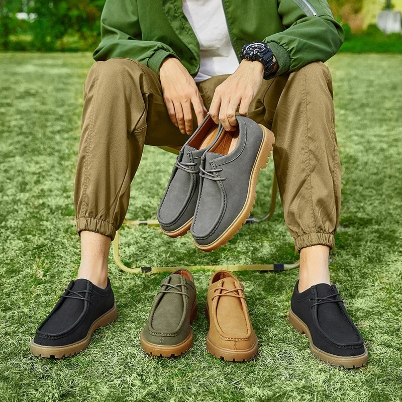 New 2025 Spring Autumn Outdoor Men's Walking Shoes Men Durable Sole Casual Loafers Male Fashion Cow Leather Footwear