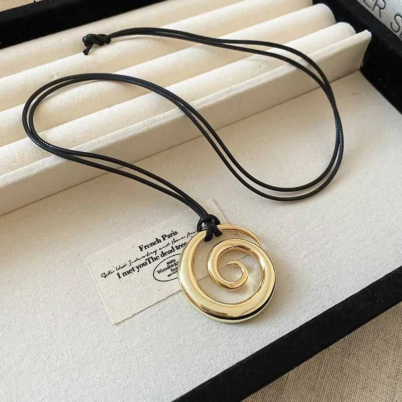 Fashion Spiral Heart-Shaped Pendant Necklace for Women Adjustable Long Black Wax Rope Clavicle Chain Charm Couple Birthday Gift The jack market .AU The jack market .AU Jewellery & Chains $ 48 200001033:200003757#5