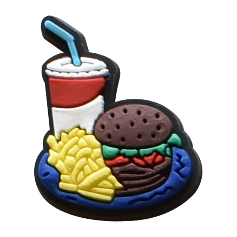 Real Kind Burger Fries Shoe Charms for Crocs Accessories Sandals Kids Clogs Pins Badges Men Jeans Women Decorations Buckle Shoes