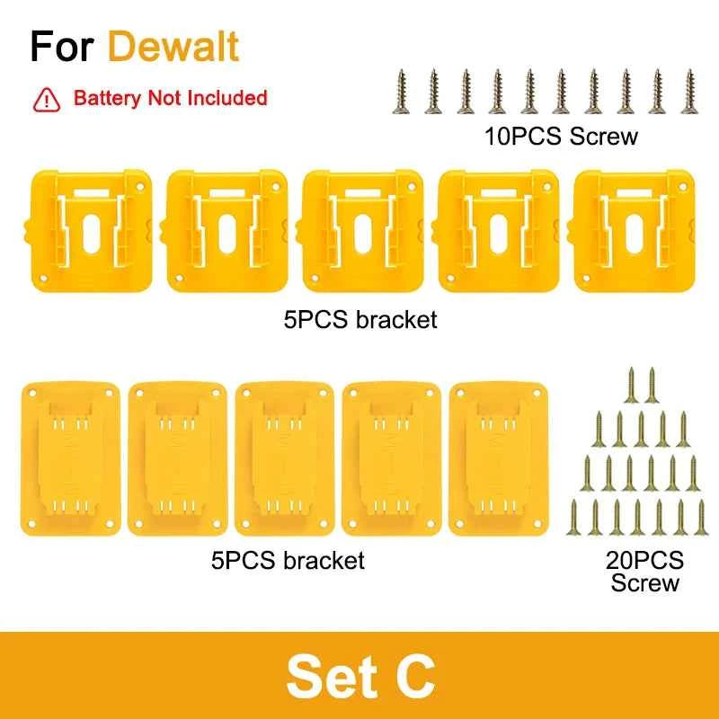 Dewalt/Makita/Milwaukee Battery Storage Rack - 5/10 Pack Wall Mount Bracket for 14.4V & 18V Li-ion Batteries