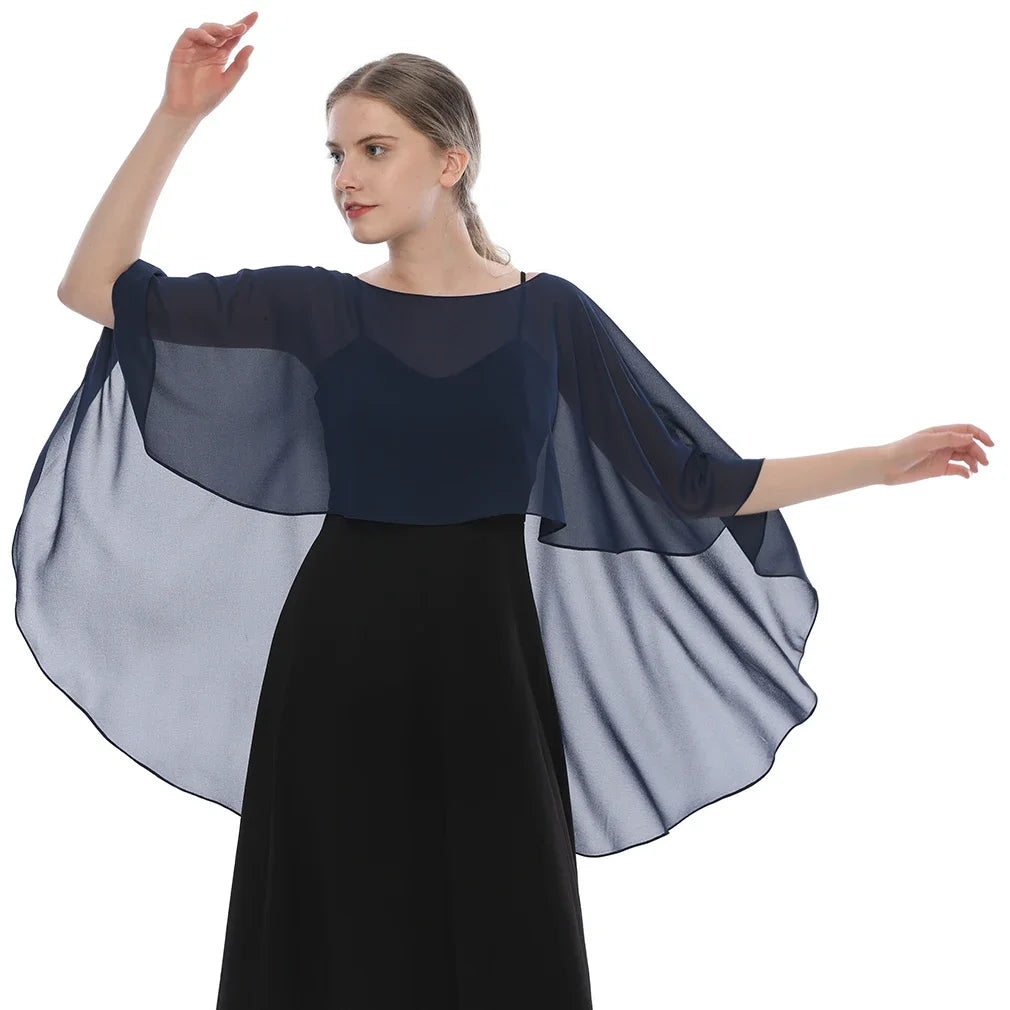 Women Chiffon Capes Shawl Ladies Evening Wedding Party Capes Shrug Ladies Bridal Lightweight Long Shawl and Wraps Dress Cover Up