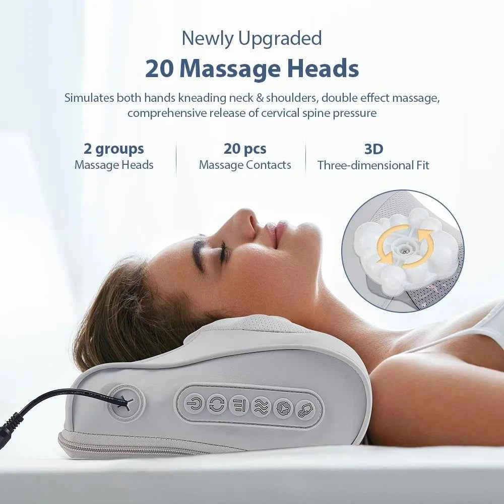 RelaxPro Electric Neck & Shoulder Massage Pillow - Soothing Kneading Relief for Back & Cervical Comfort