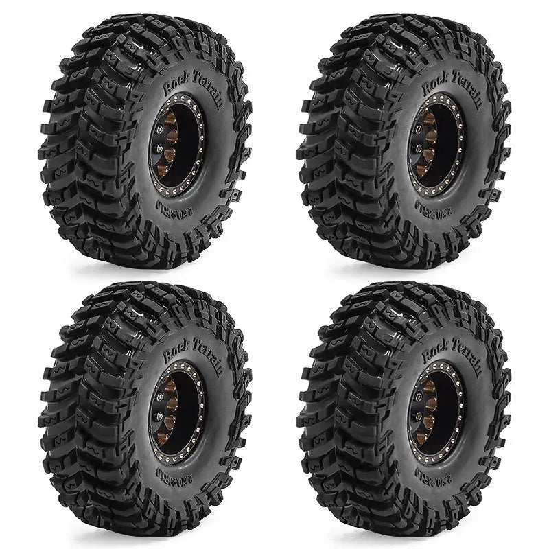 4pcs 63mm 1.0" Metal Beadlock Wheel Tire Set For 1/18 RC Crawler Car  SCX24 FMS Ascent-18  Upgrade Parts Accessories