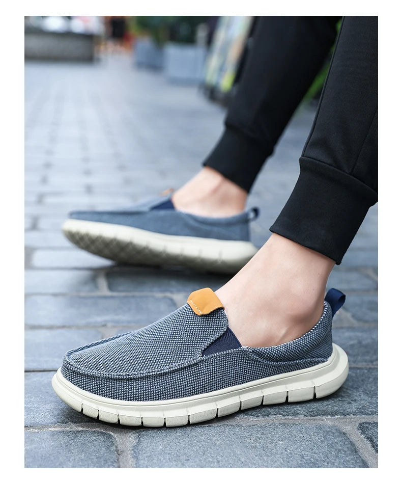 Men Casual Canvas Shoes Mens Loafers Breathable Slip on Flats Male Vulcanized Shoes Driving Shoes Plus Size 47 Walking Sneakers